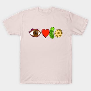 I Love Pickle Ball Brown Eye T-Shirt